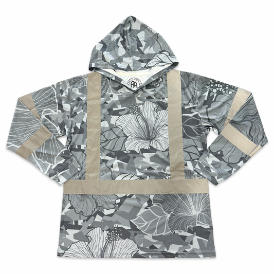 HIBISCUS CAMO  - LONG SLEEVE HOODIE - CLASS 3 - GRAY