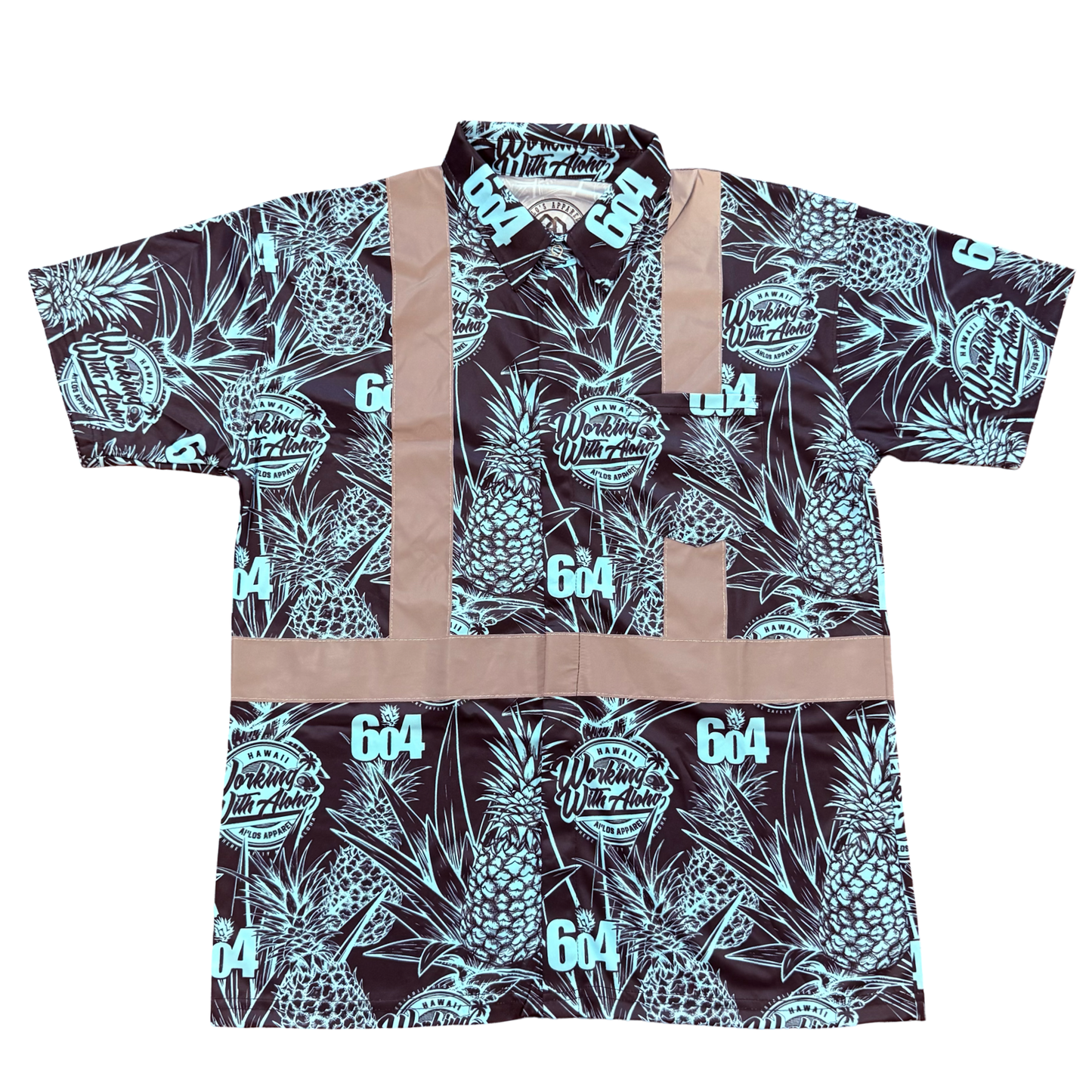 604 X WWA - SHORT SLEEVE POLO - CLASS 2- BLUE PINEAPPLE