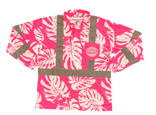 MONSTERA MADNESS - LONG SLEEVE POLO - CL 3 -PINK