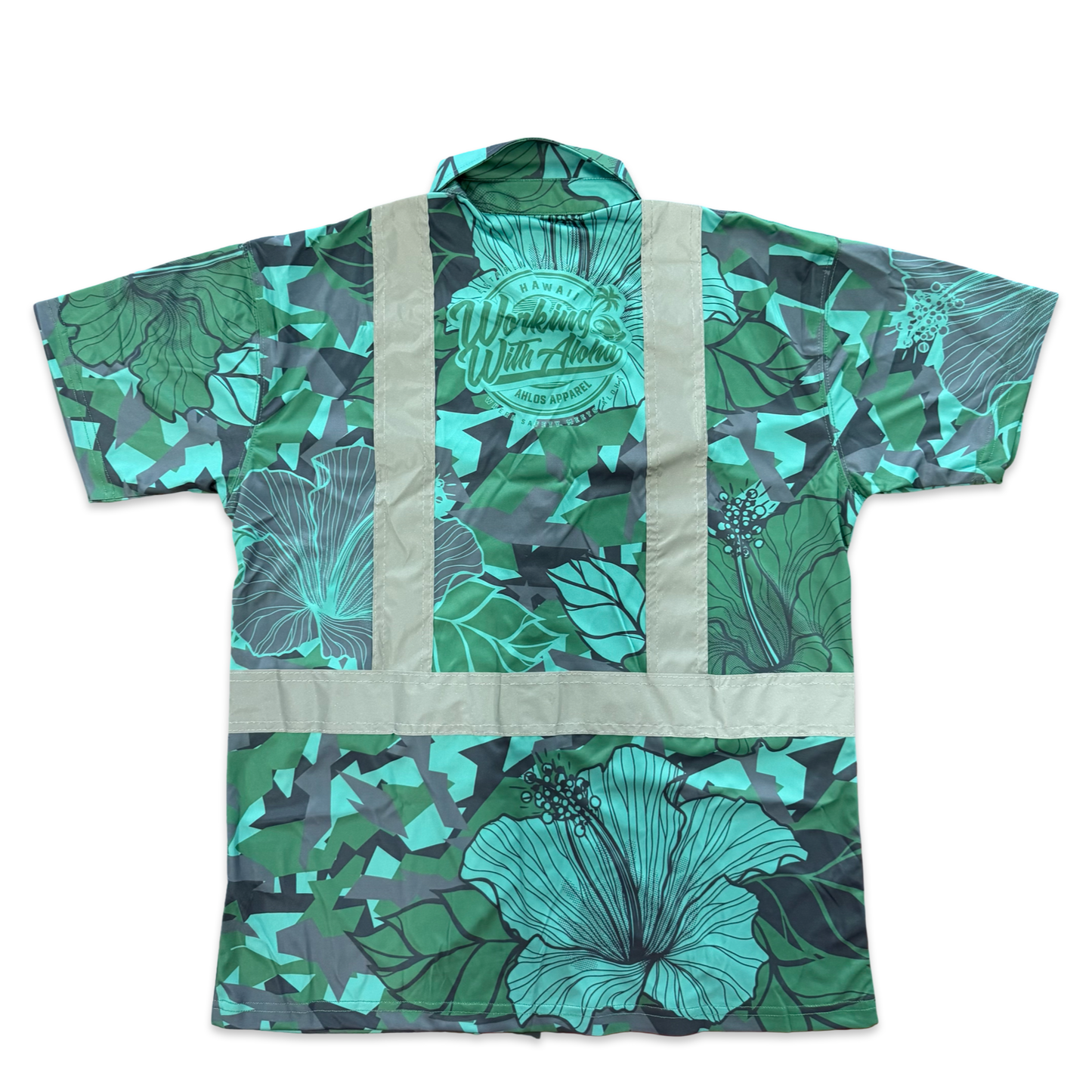 HIBISCUS CAMO  - SHORT SLEEVE POLO - CLASS 2 - FOREST GREEN