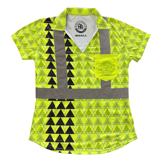 LOKAHI PLAID - WOMEN'S S/S POLO - CLASS 2 - YELLOW