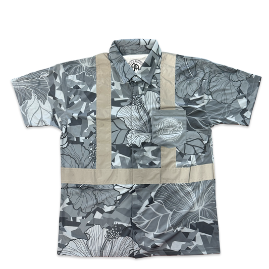 HIBISCUS CAMO  - SHORT SLEEVE POLO - CLASS 2 - GRAY
