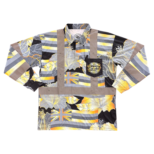 STATE OF ALOHA - L/S POLO CLASS 3 - BLACK/GOLD