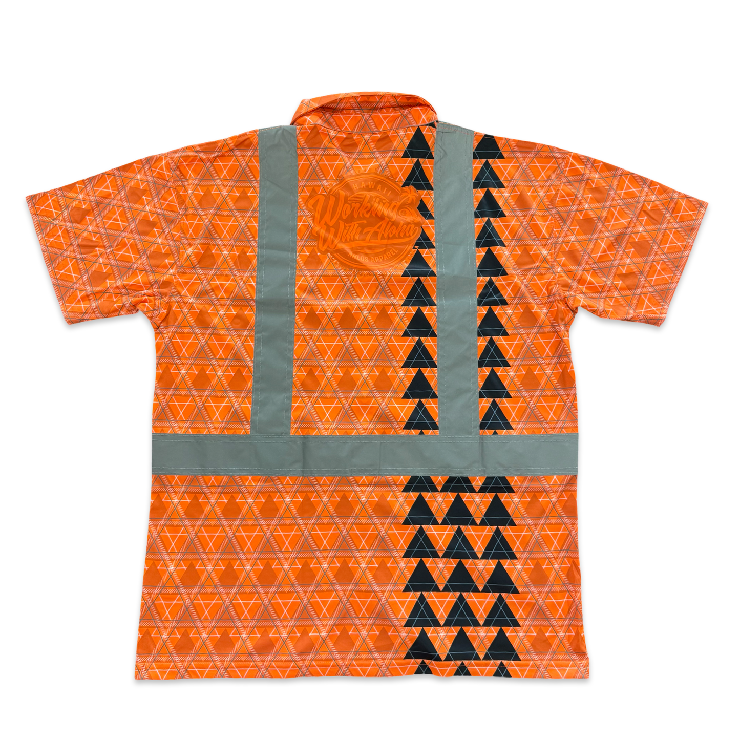 LOKAHI PLAID - SHORT SLEEVE POLO - CLASS 2 -ORANGE
