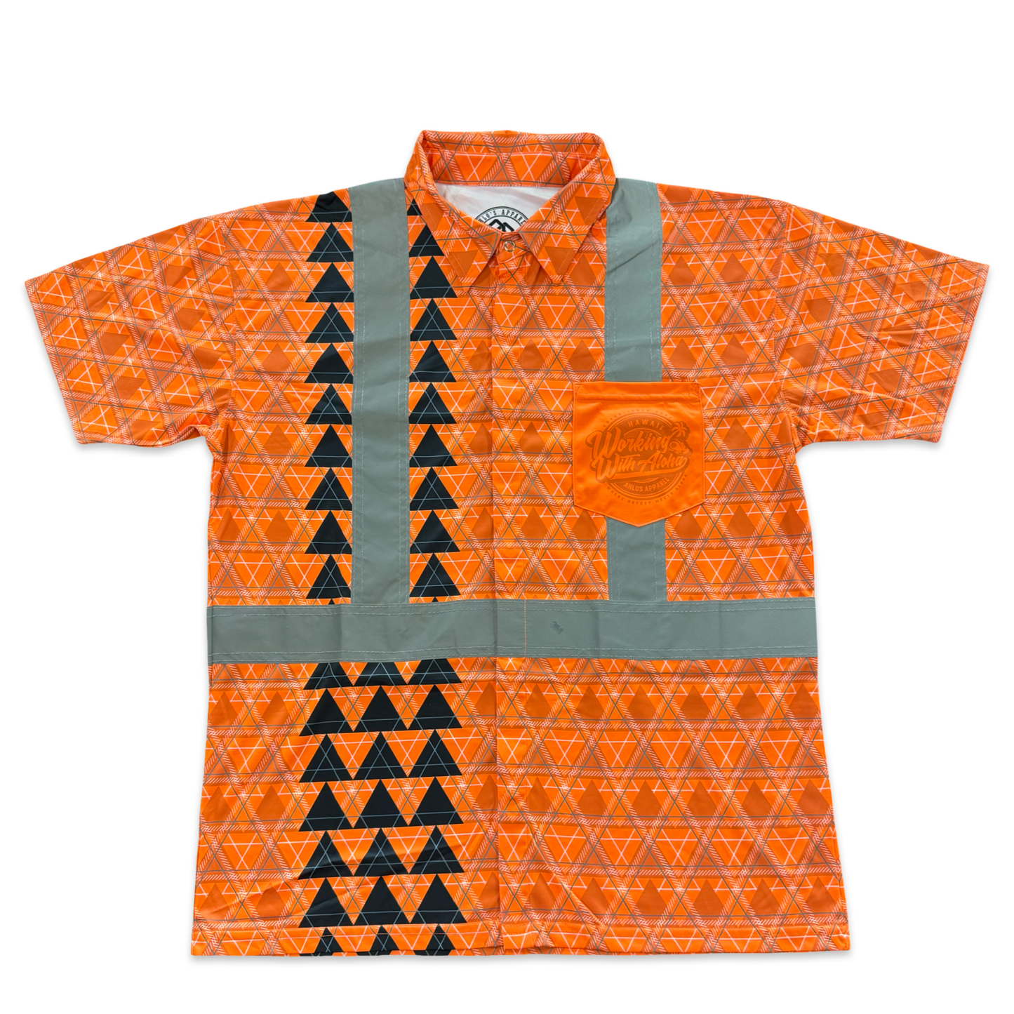 LOKAHI PLAID - SHORT SLEEVE POLO - CLASS 2 -ORANGE