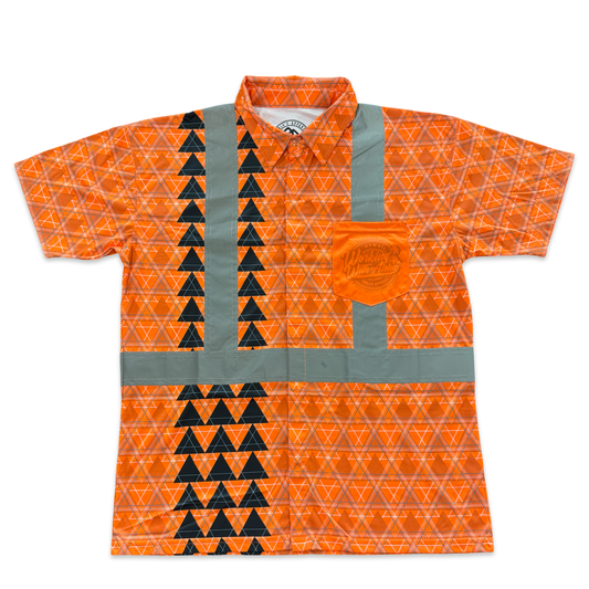 LOKAHI PLAID - SHORT SLEEVE POLO - CLASS 2 -ORANGE
