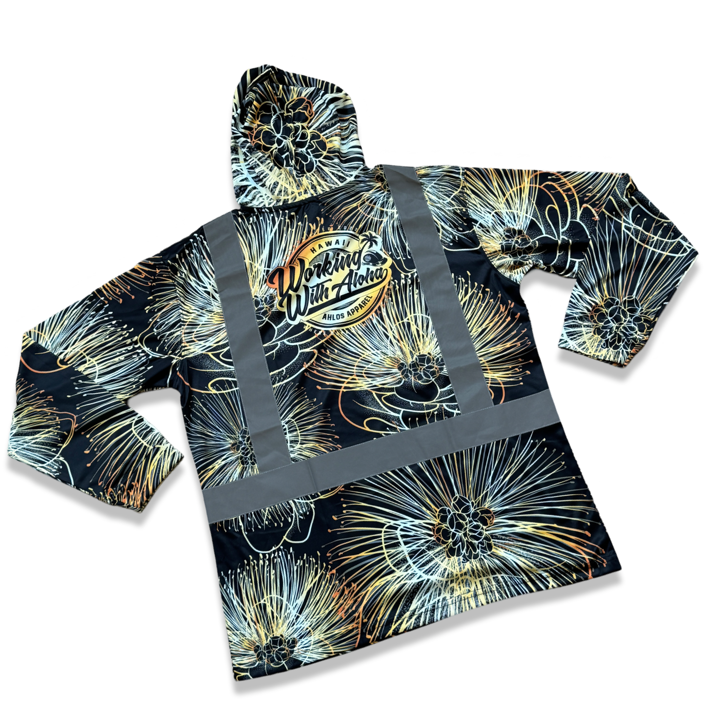 OHIA LEHUA - LONG SLEEVE HOODIE-BLACK/GOLD