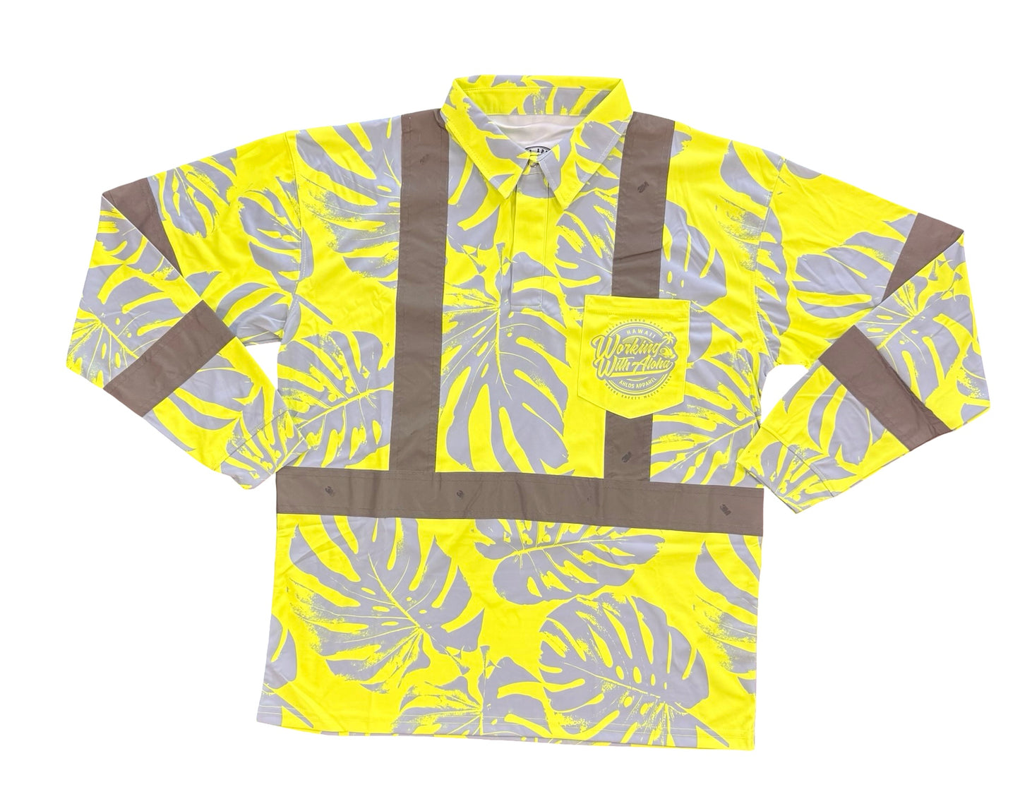 MONSTERA MADNESS - LONG SLEEVE POLO - CL 3 - YELLOW