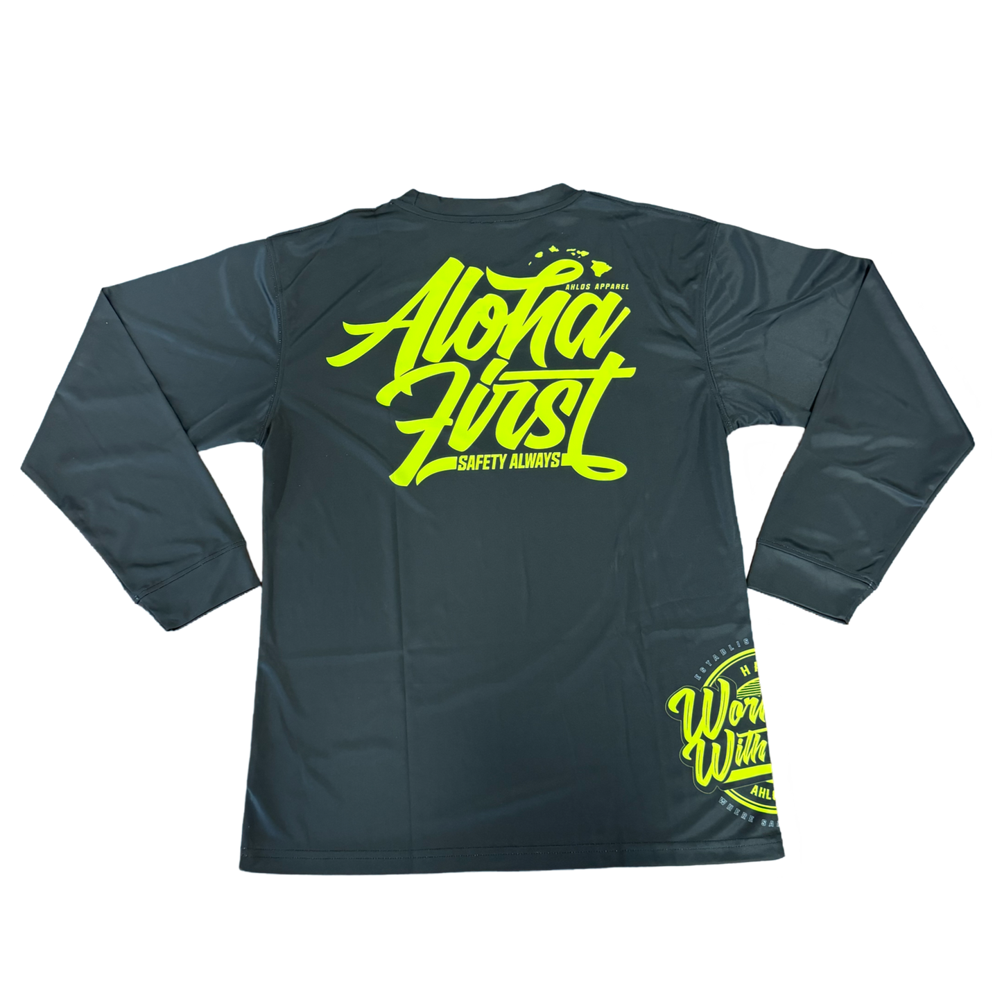 ALOHA FIRST - SAFETY ALWAYS LONG SLEEVE TSHIRT- BLACK