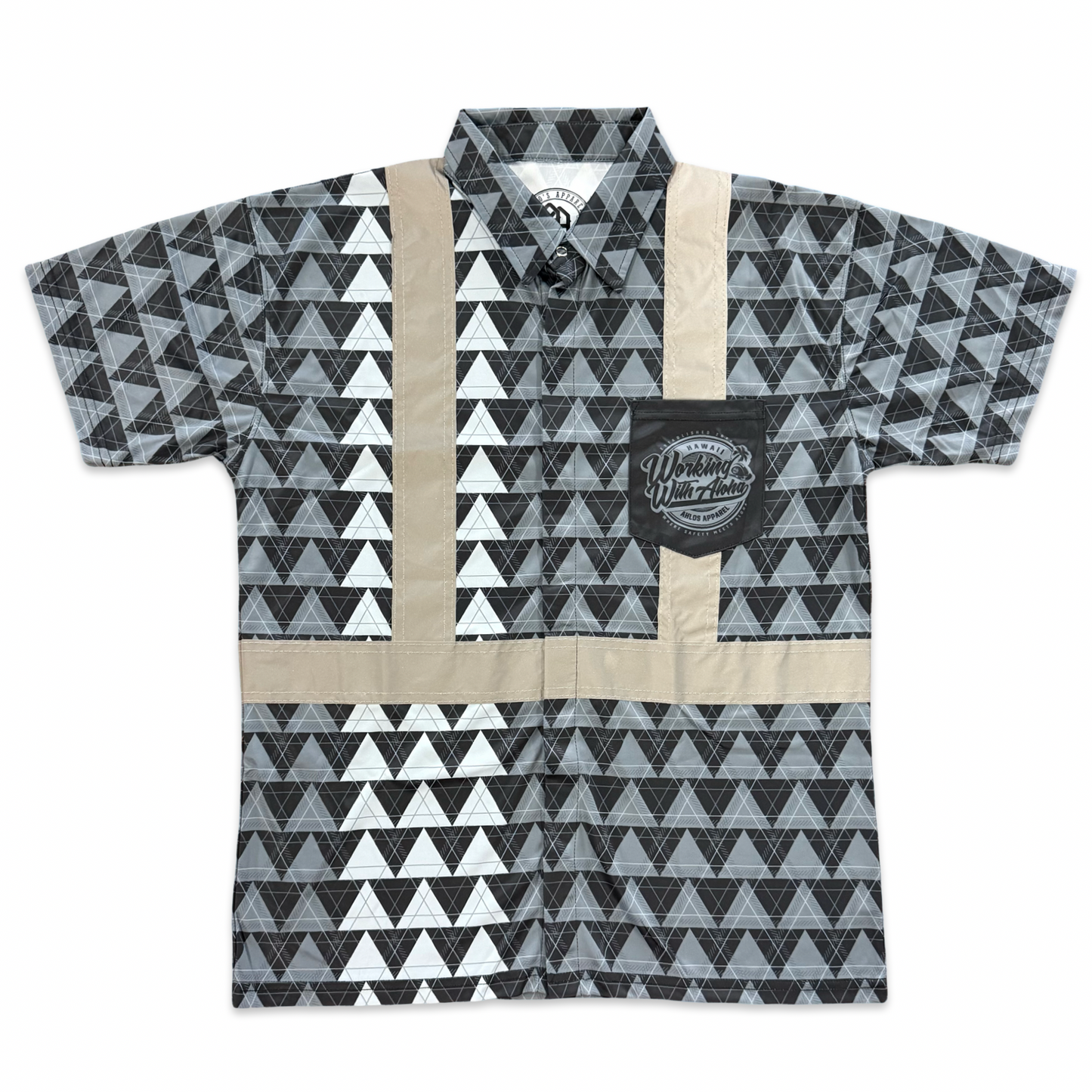 LOKAHI PLAID - SHORT SLEEVE POLO - CLASS 2 - BLACK