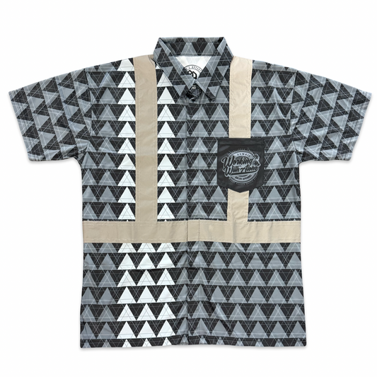 LOKAHI PLAID - SHORT SLEEVE POLO - CLASS 2 - BLACK