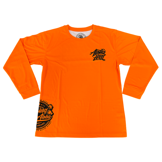 ALOHA FIRST - SAFETY ALWAYS LONG SLEEVE TSHIRT- ORANGE