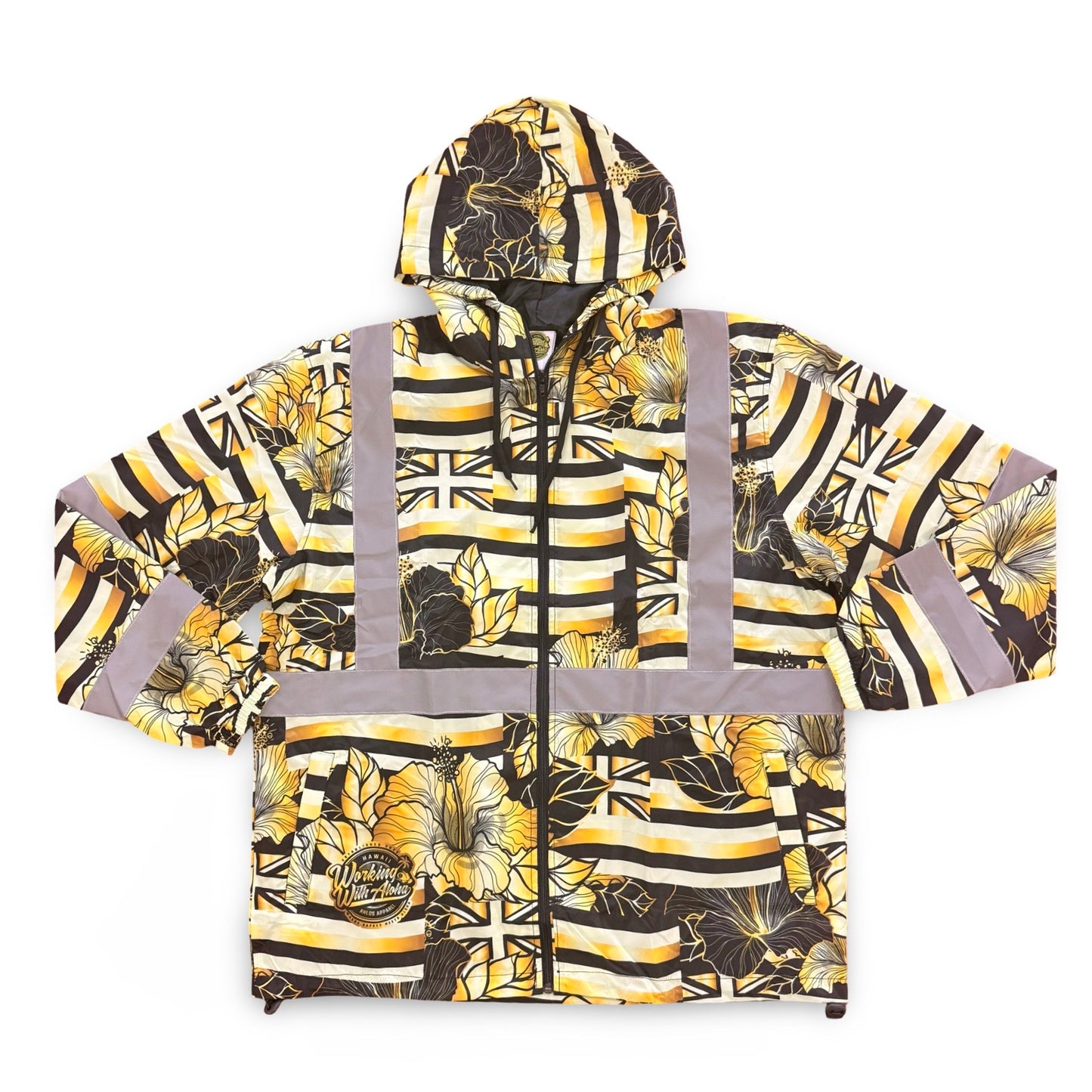STAT OF HAWAII ALOHA - WINDBREAKER JACKET - BLACK & GOLD