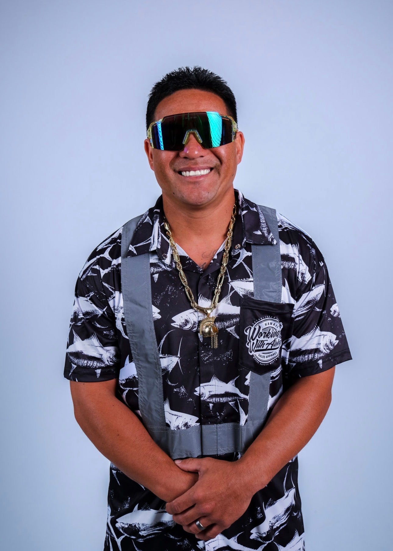 DA AHI RUN - SHORT SLEEVE POLO - BLACK