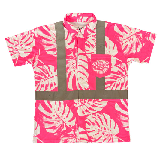 MONSTERA MADNESS - SHORT SLEEVE POLO - CL 2 - PINK