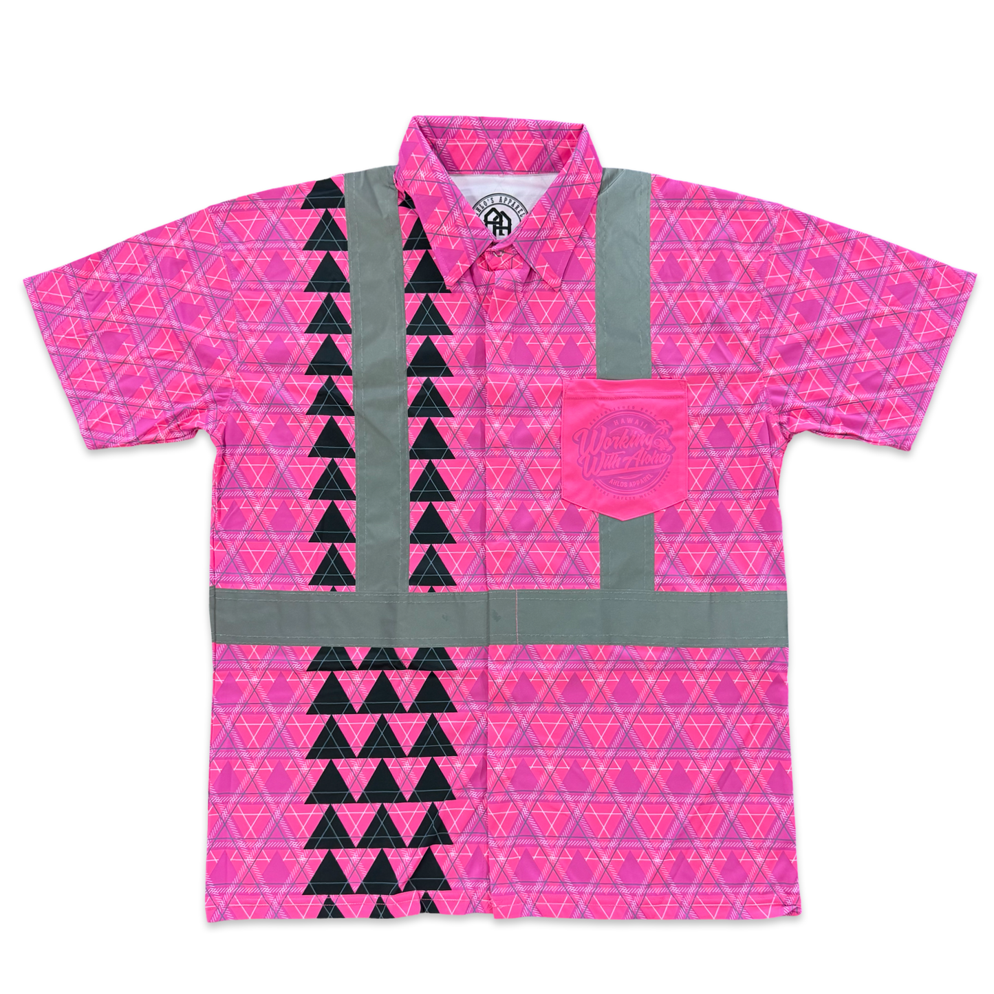 LOKAHI PLAID - SHORT SLEEVE POLO - CLASS 2 - PINK