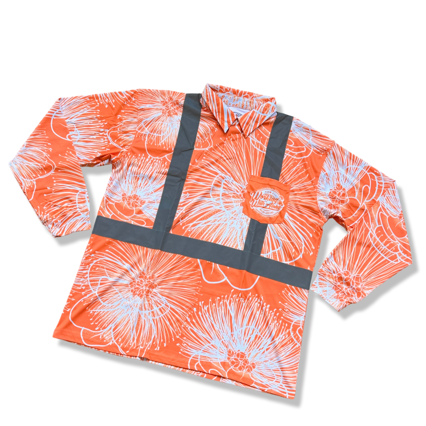 OHIA LEHUA - LONG SLEEVE POLO-ORANGE