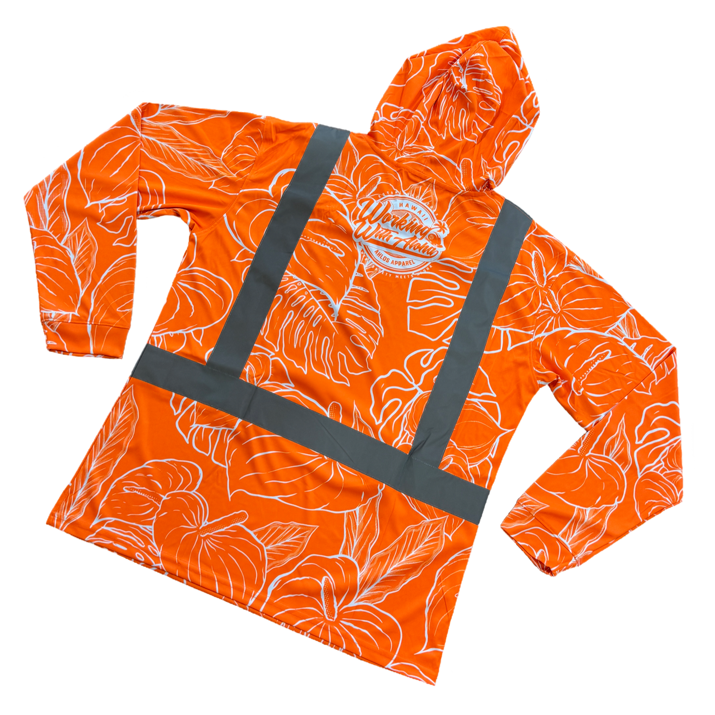 ANTHURIUM MIST - LONG SLEEVE HOODIE -ORANGE