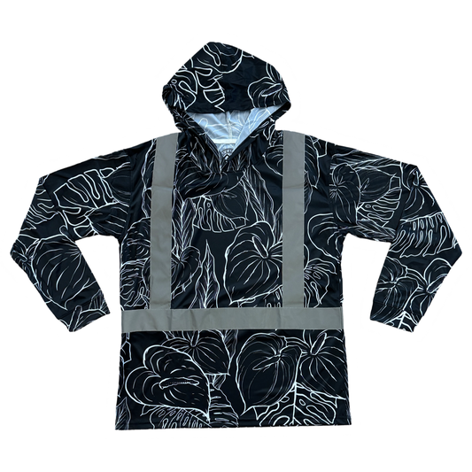 ANTHURIUM MIST - LONG SLEEVE HOODIE -BLACK