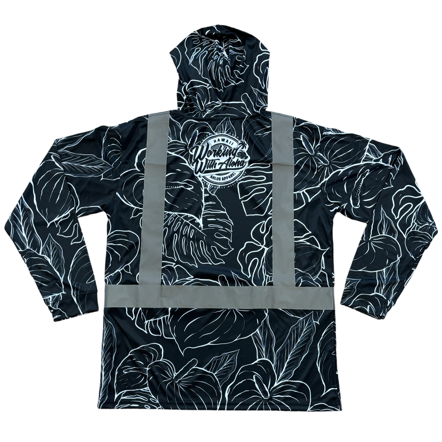 ANTHURIUM MIST - LONG SLEEVE HOODIE -BLACK