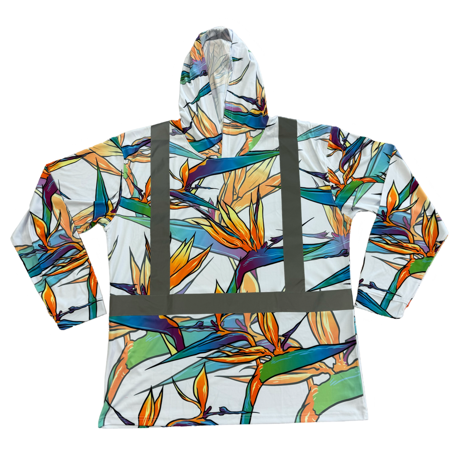 BOP-COLORFUL- LONG SLEEVE HOODIE - WHITE