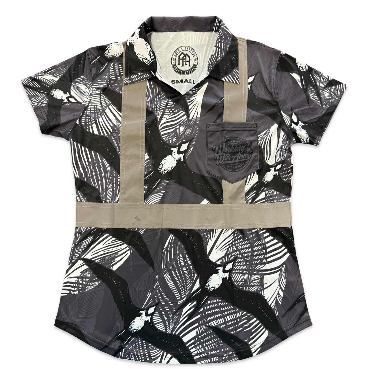 IWA BIRD -WOMENS SHORT SLEEVE POLO- BLACK/WHITE