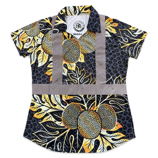 ULU -WOMENS SHORT SLEEVE POLO- BLACK/GOLD