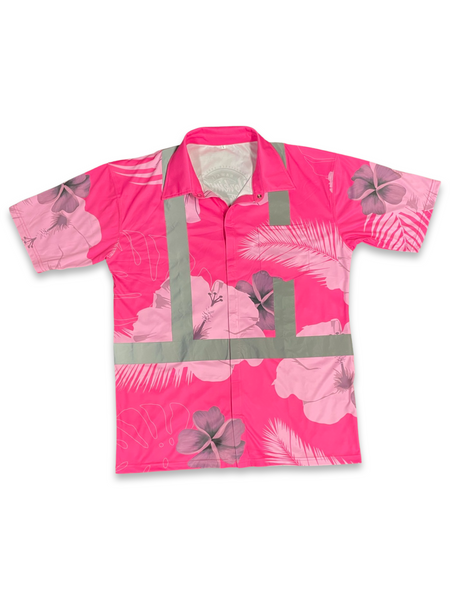 Pink-Tropical Flowers-HI VIS Aloha Polo – Ahlo's Apparel