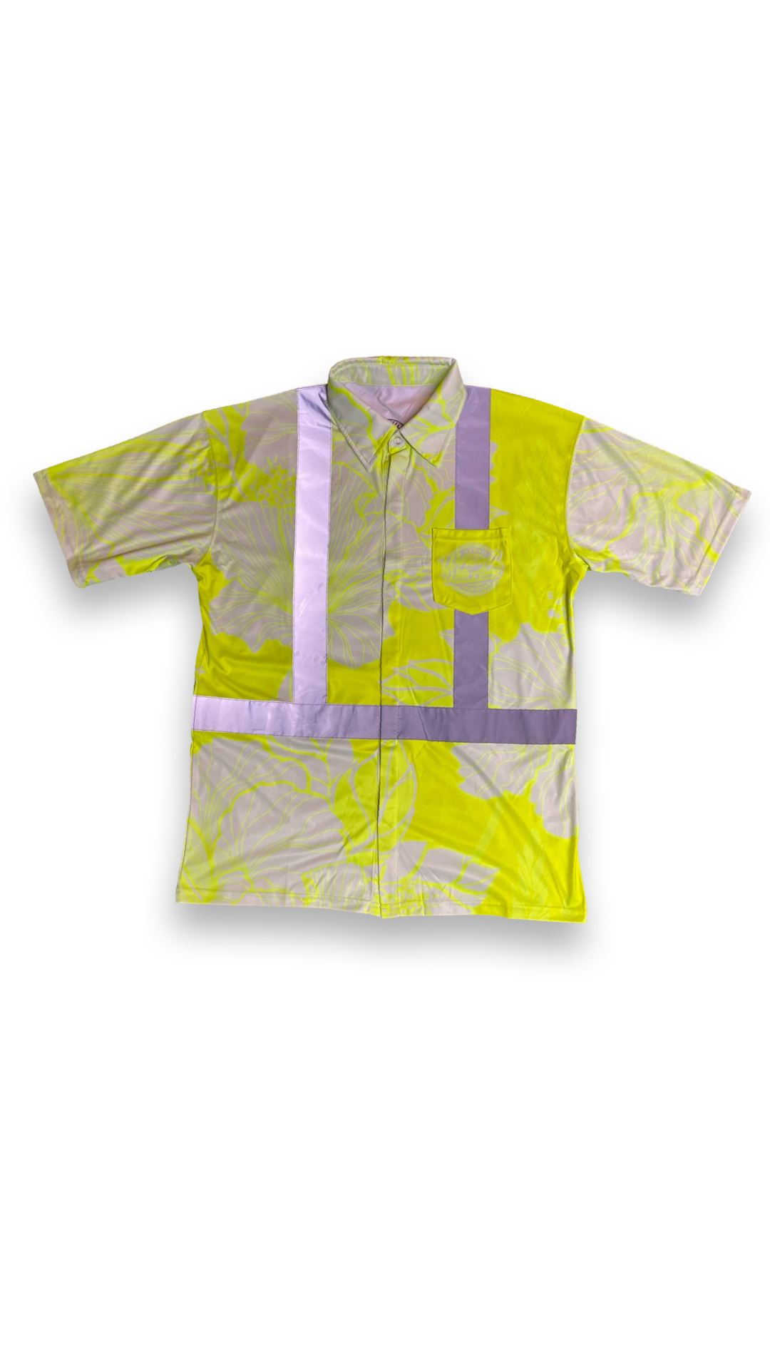 Yellow-Hibiscus Flowers- HI VIS Aloha polo