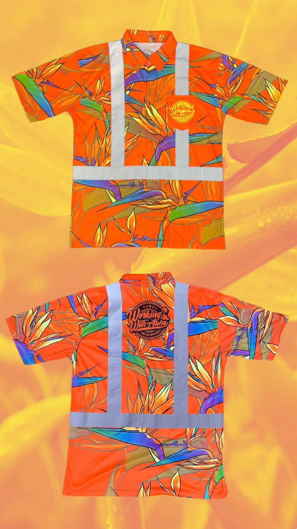 Orange-BOP- HI VIS Aloha Polo