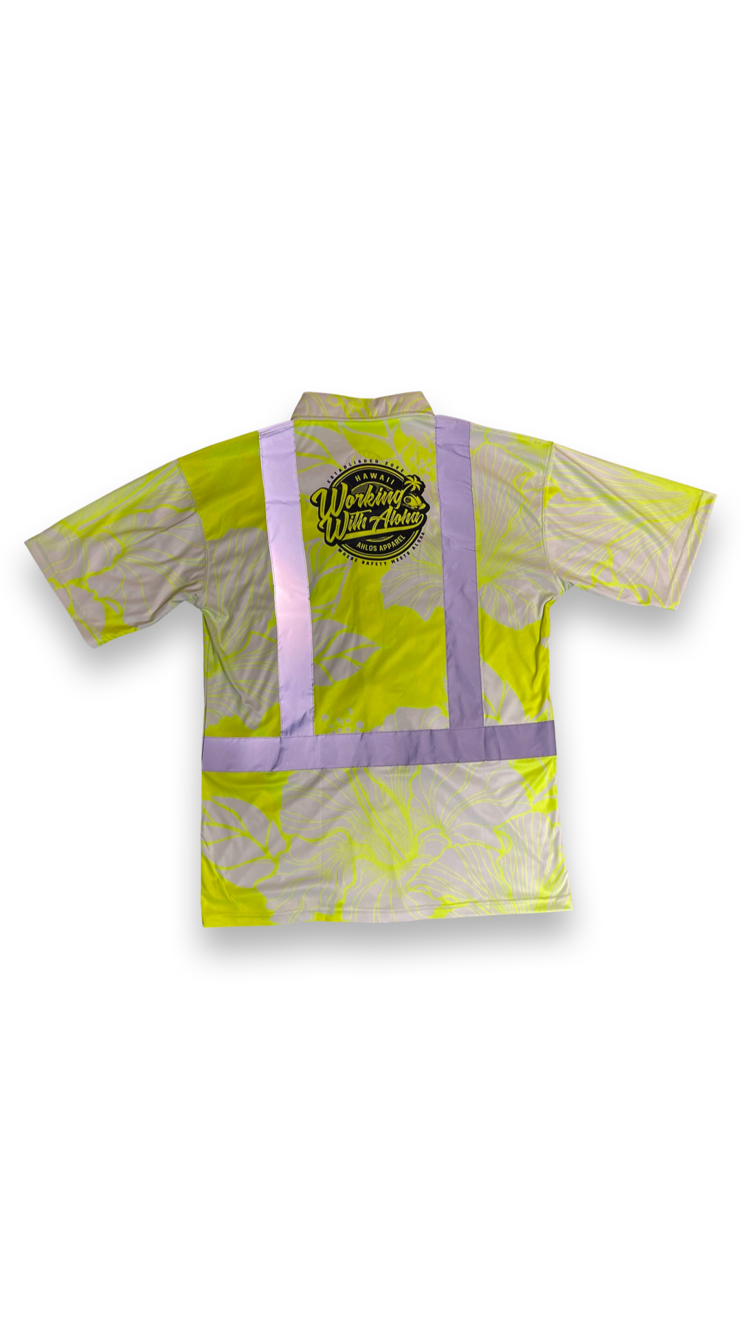 Yellow-Hibiscus Flowers- HI VIS Aloha polo